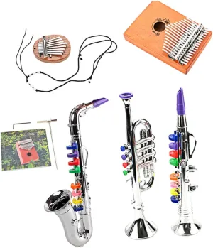 1 Set Musical Trumpet Portable Finger Piano Saxophone Playset for Promotes Musical Creativity Skill Development Present for Boys