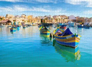 1000 Piece Puzzle for Adults Jigsaw Educational Games,Family Puzzles Malta Mediterranean Travel Destination Fishing Village DIY Puzzle, Creative Fun, Classic Puzzle for Adults and Children
