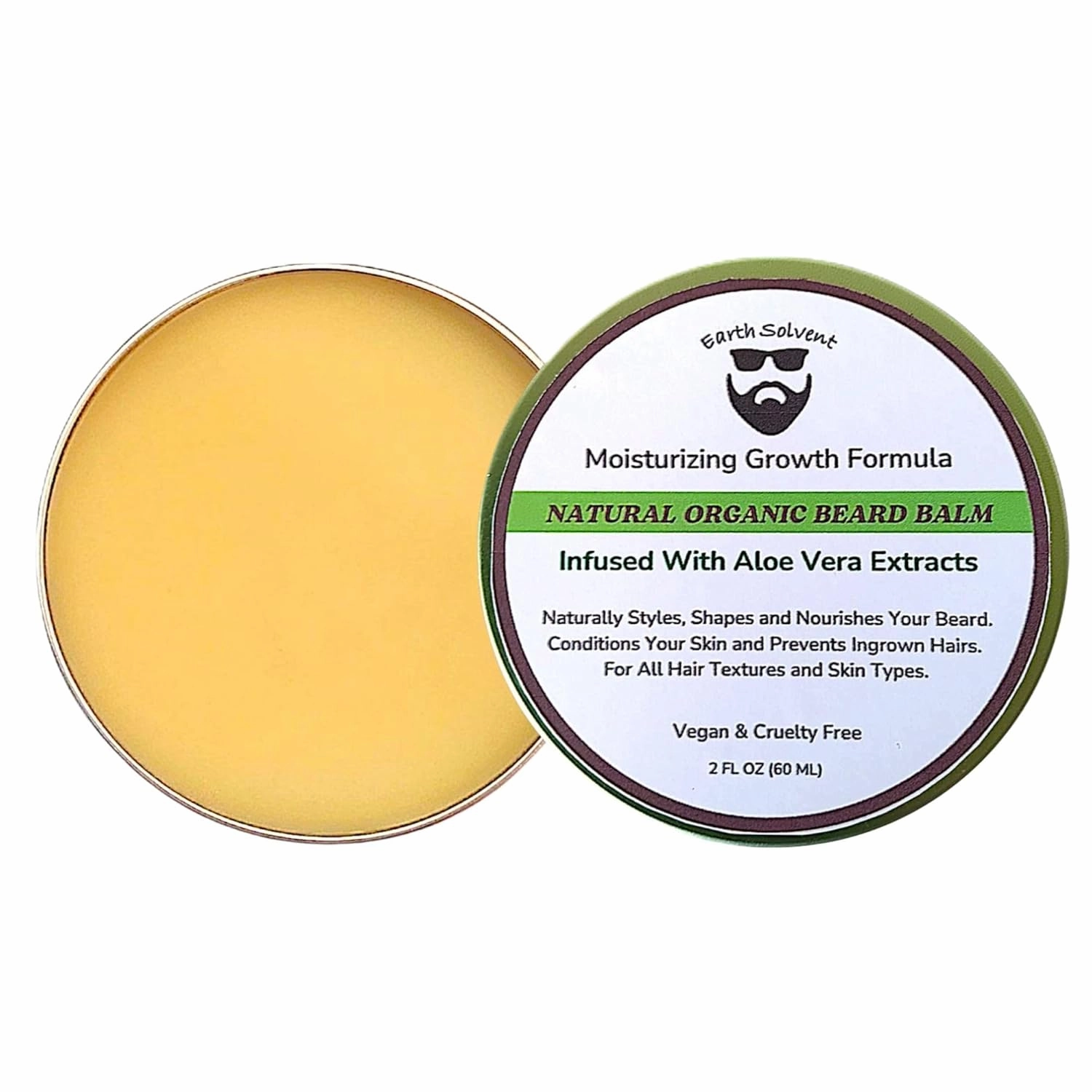 100% Vegan Natural Organic Beard Balm Leave-in Conditioner - Moisturizing Growth Formula Made with All Natural and Organic Ingredients For Sensitive Skin (Aloe Vera)
