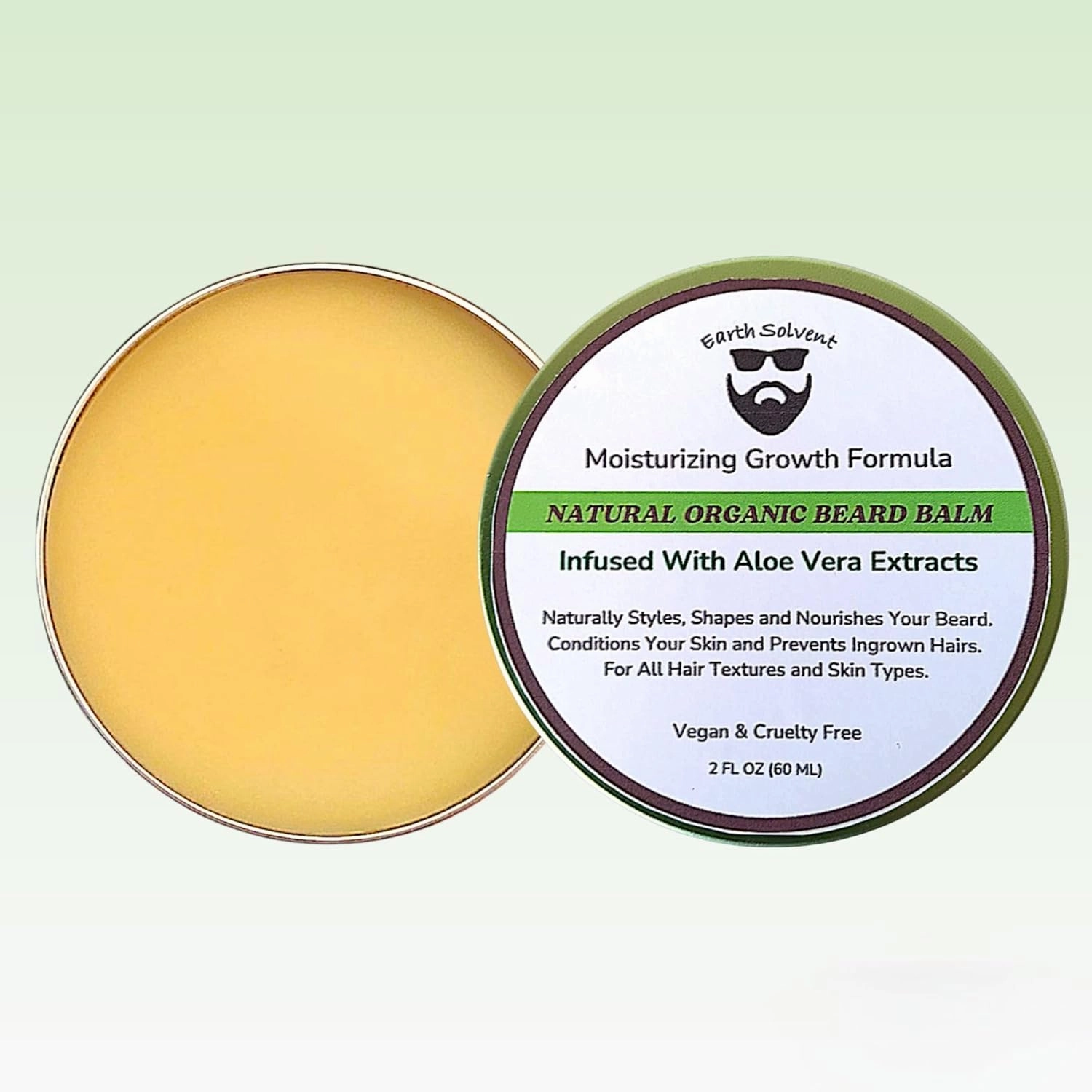 100% Vegan Natural Organic Beard Balm Leave-in Conditioner - Moisturizing Growth Formula Made with All Natural and Organic Ingredients For Sensitive Skin (Aloe Vera)