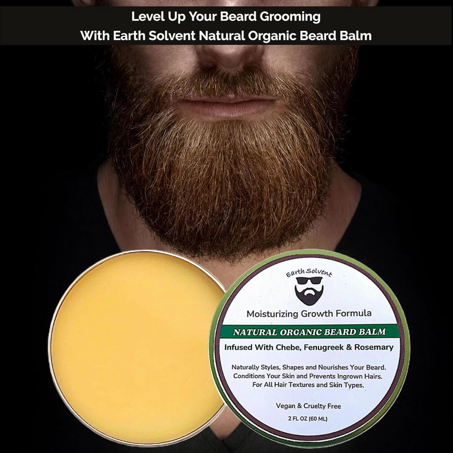 100% Vegan Natural Organic Beard Balm Leave-in Conditioner - Moisturizing Growth Formula Made with All Natural and Organic Ingredients For Sensitive Skin (Aloe Vera)