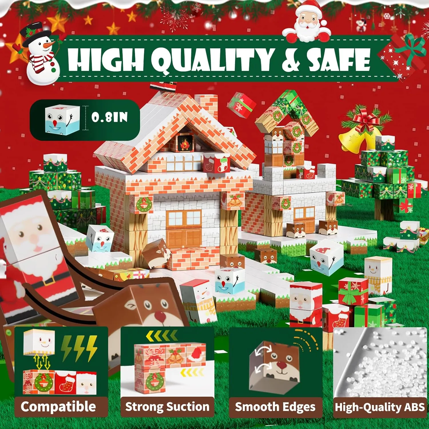 100PCS Magnetic Blocks, Educational Building Blocks, Cute Magnetic Cubes Sensory Toys for Kids with Autism Ages 1-3 3-4 4-8 Creative Birthday Gifts
