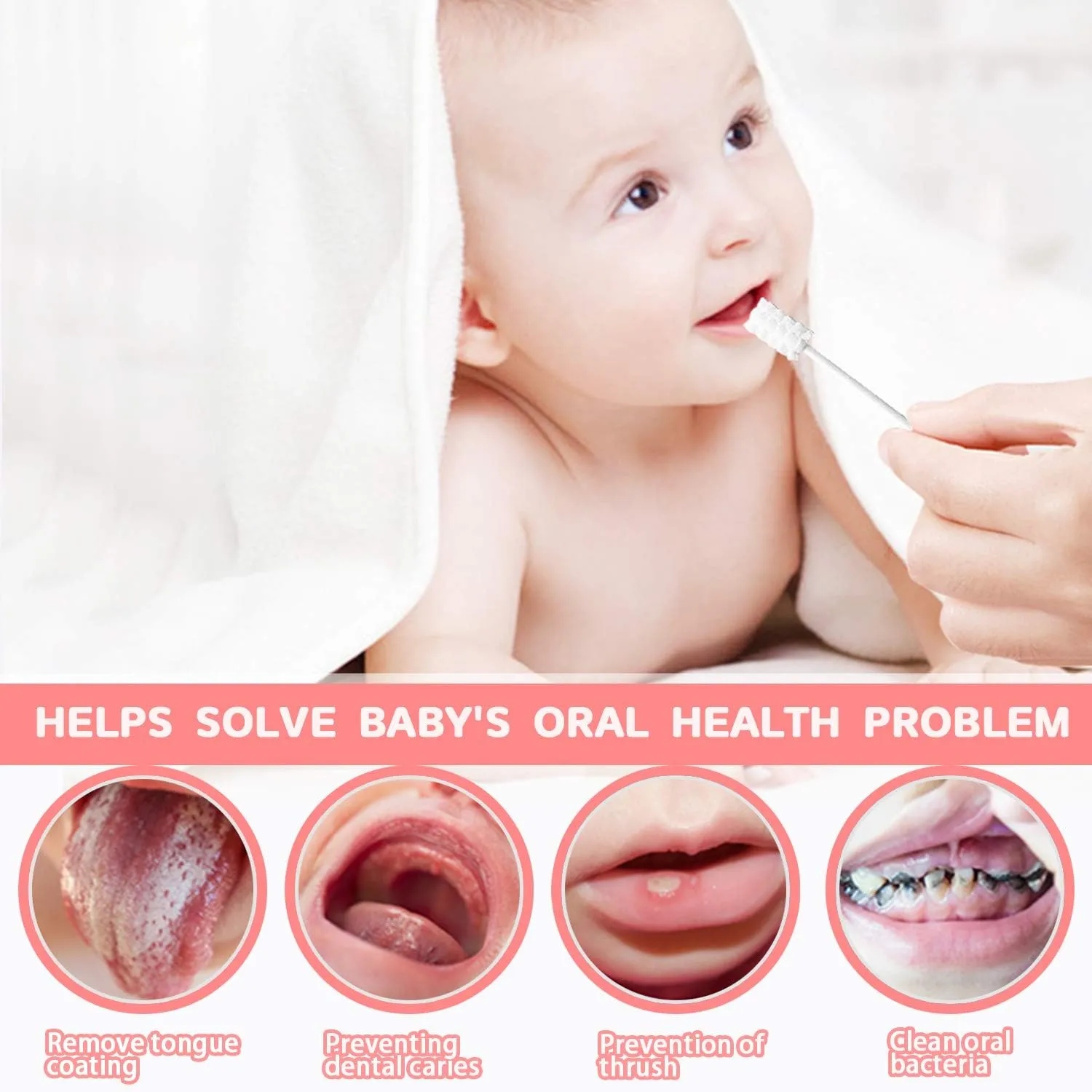 102PCS Baby Tongue Cleaner,Baby Oral Cleaner Newborn Baby Toothbrush,Disposable Infant Toothbrush Clean Baby Mouth,Gauze Gum Cleaner Stick Dental Care for 0-36 Month Baby 1 Finger Toothbrush with Case