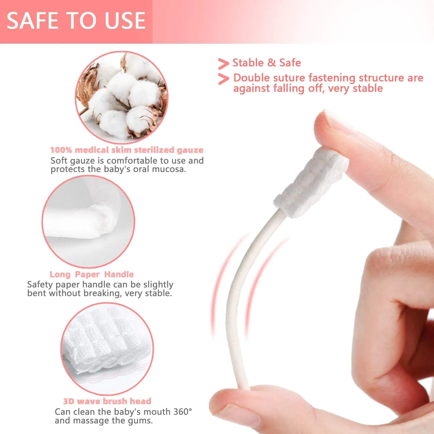 102PCS Baby Tongue Cleaner,Baby Oral Cleaner Newborn Baby Toothbrush,Disposable Infant Toothbrush Clean Baby Mouth,Gauze Gum Cleaner Stick Dental Care for 0-36 Month Baby 1 Finger Toothbrush with Case