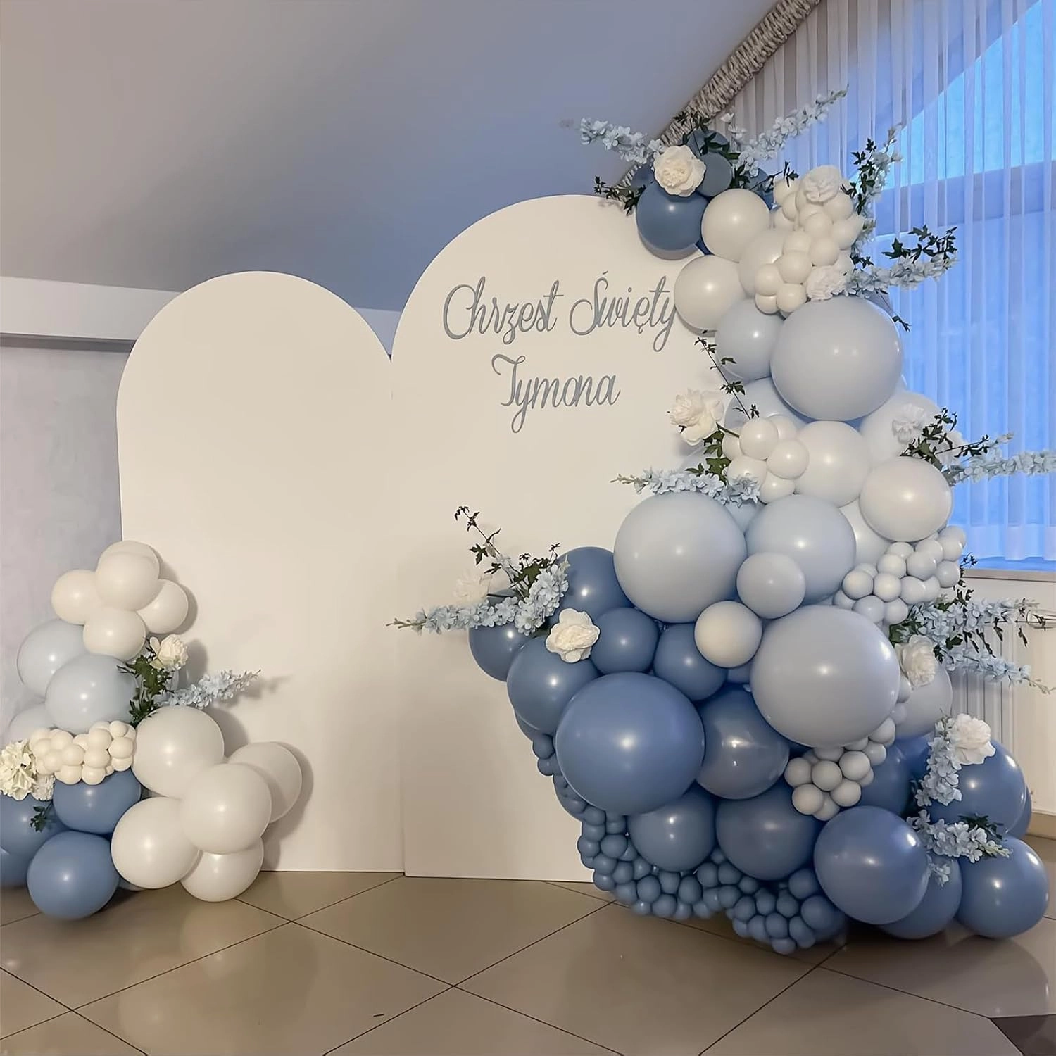 108Pcs Dusty Blue Double Stuffed Balloons Different Size, 18/12/10/5 inch Matte Grey Blue Balloons Garland Arch kit for Birthday Gender Reveal Neutral Baby Shower Party