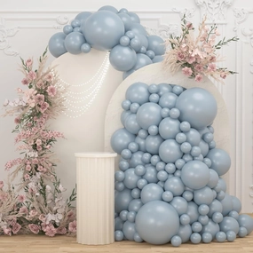 108Pcs Dusty Blue Double Stuffed Balloons Different Size, 18/12/10/5 inch Matte Grey Blue Balloons Garland Arch kit for Birthday Gender Reveal Neutral Baby Shower Party