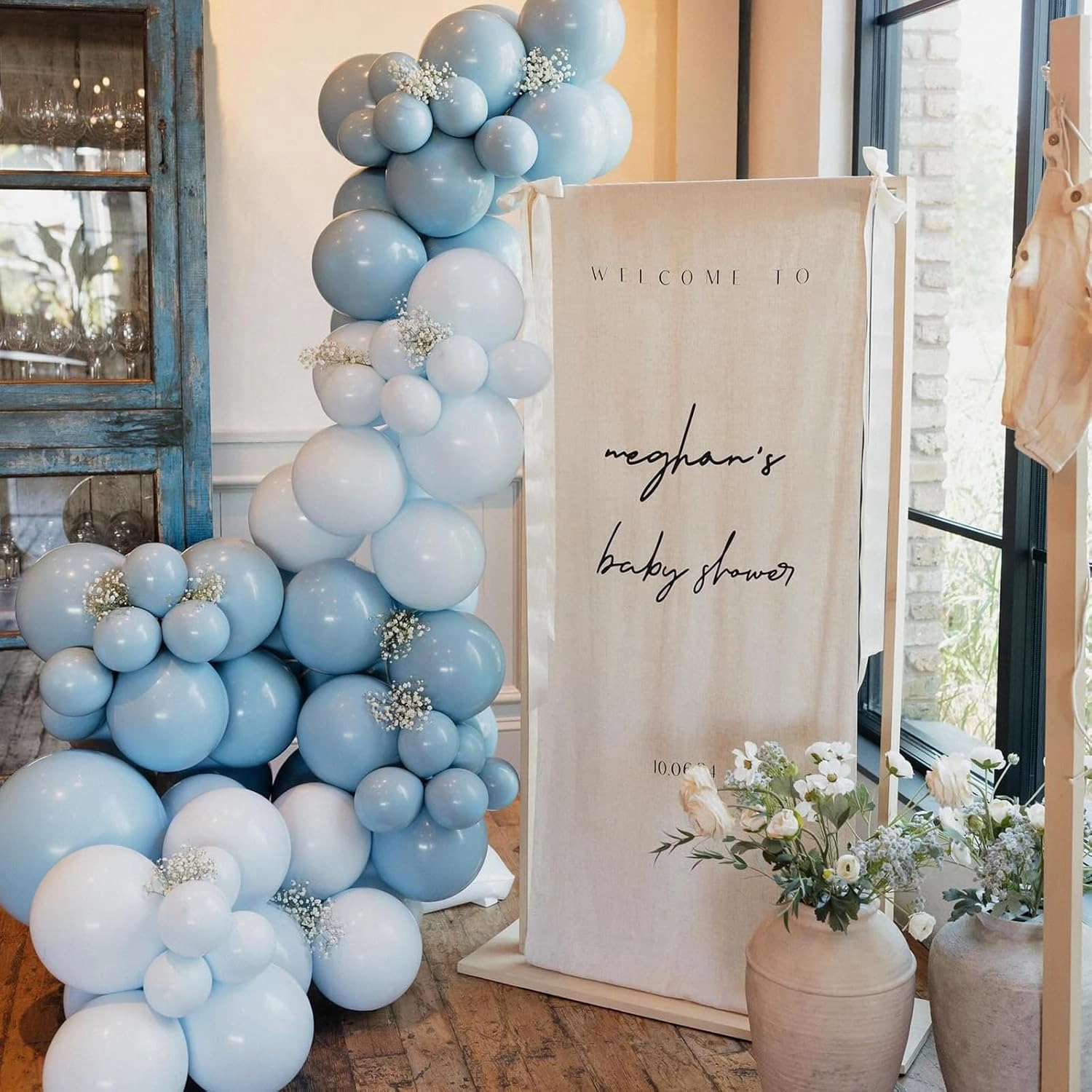 108Pcs Dusty Blue Double Stuffed Balloons Different Size, 18/12/10/5 inch Matte Grey Blue Balloons Garland Arch kit for Birthday Gender Reveal Neutral Baby Shower Party