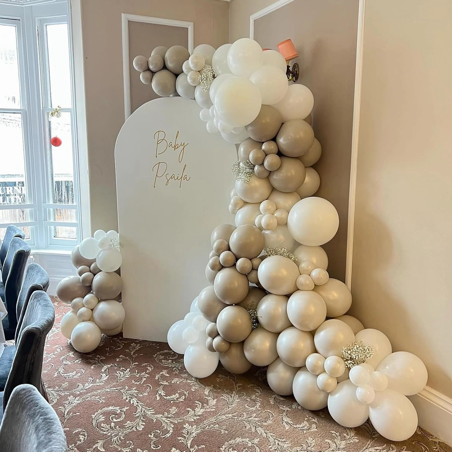 108Pcs Nude Beige Double Stuffed Balloons Different Size, 18/12/10/5 inch Tan Apricot Nude Balloons Garland Arch kit for Boho Baby Shower Birthday Gender Reveal Neutral Baby Shower Party