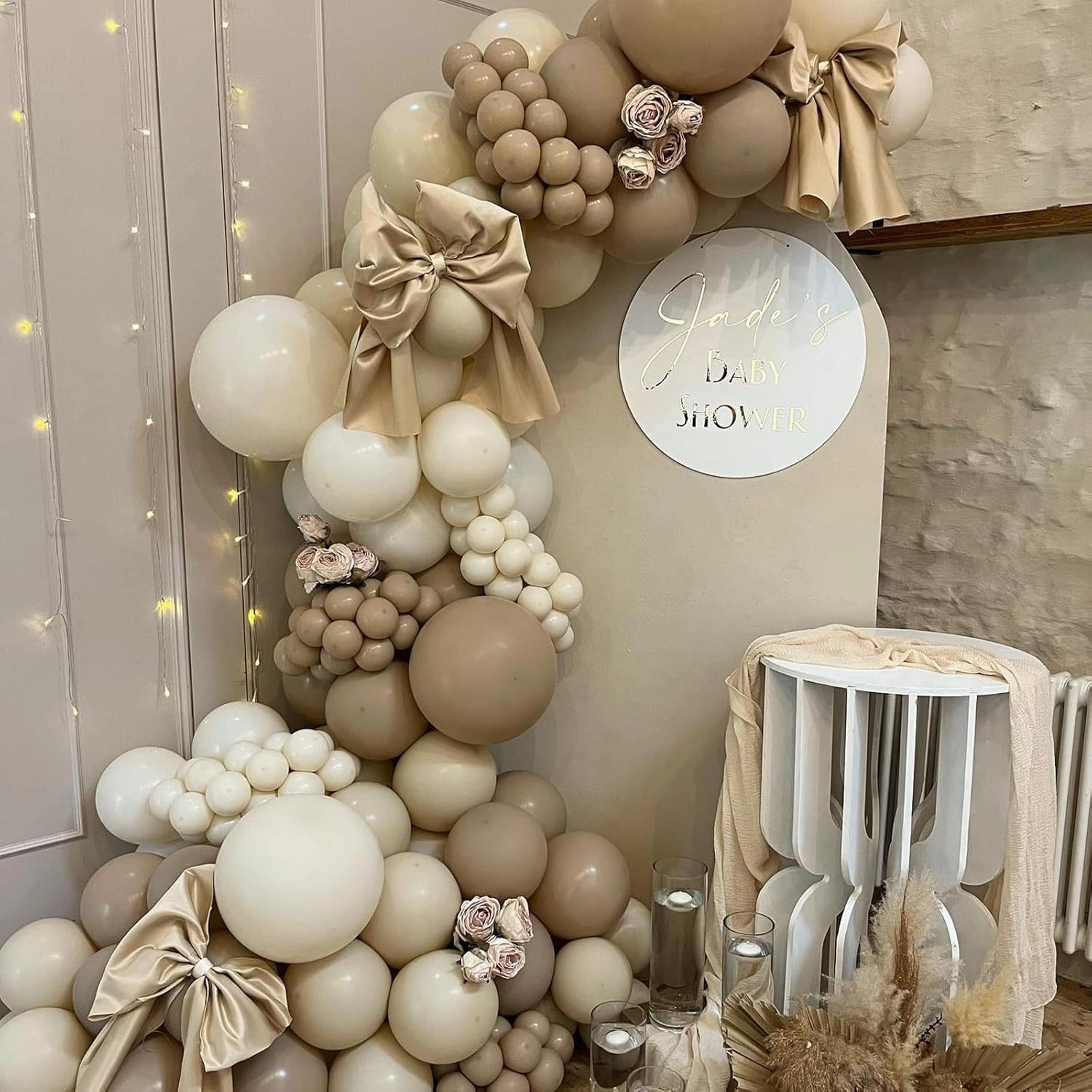 108Pcs Nude Beige Double Stuffed Balloons Different Size, 18/12/10/5 inch Tan Apricot Nude Balloons Garland Arch kit for Boho Baby Shower Birthday Gender Reveal Neutral Baby Shower Party
