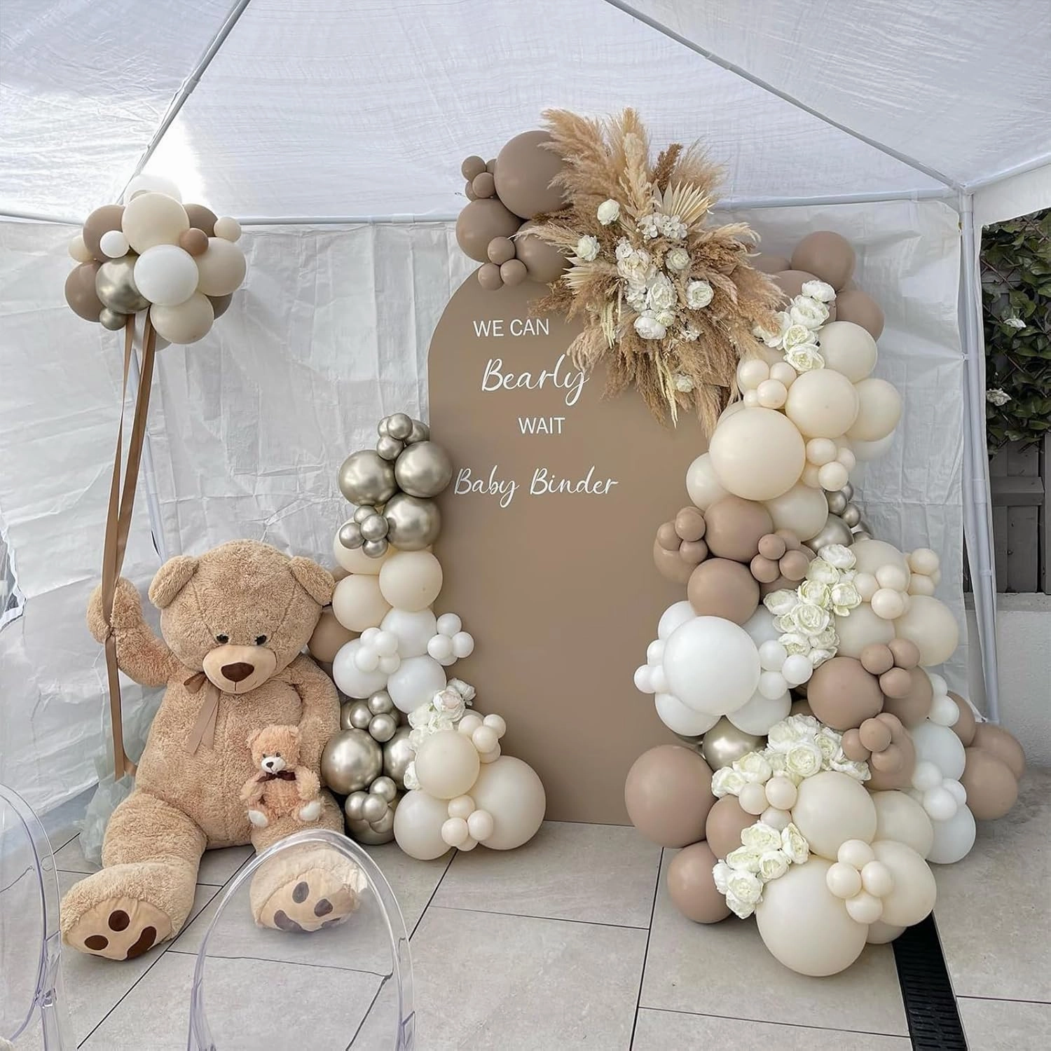 108Pcs Nude Beige Double Stuffed Balloons Different Size, 18/12/10/5 inch Tan Apricot Nude Balloons Garland Arch kit for Boho Baby Shower Birthday Gender Reveal Neutral Baby Shower Party