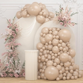 108Pcs Nude Beige Double Stuffed Balloons Different Size, 18/12/10/5 inch Tan Apricot Nude Balloons Garland Arch kit for Boho Baby Shower Birthday Gender Reveal Neutral Baby Shower Party
