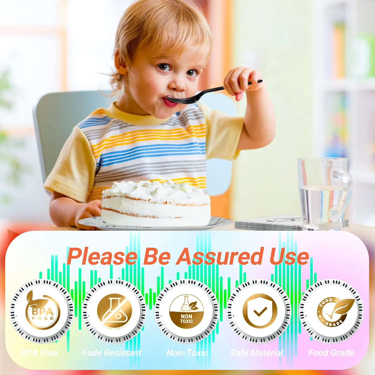 120 Pcs Musical Notes Party Supplie,Piano Notes Party Tableware Set 9"& 7" Music Notes Plates and Napkins Forks for Music Themed Birthday Party Decorations Serve 30 Guests