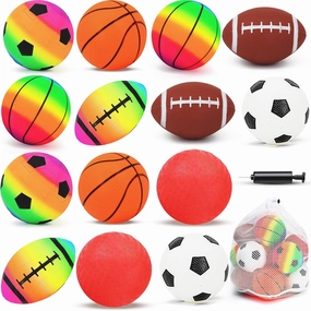 14 Pcs Balls for Kids Toddler Sports Ball 5 Inch Kickball Rubber Playground Balls Dodgeballs Inflatable Bouncy for Boys Girls Play Home Yard Pool Classroom Park