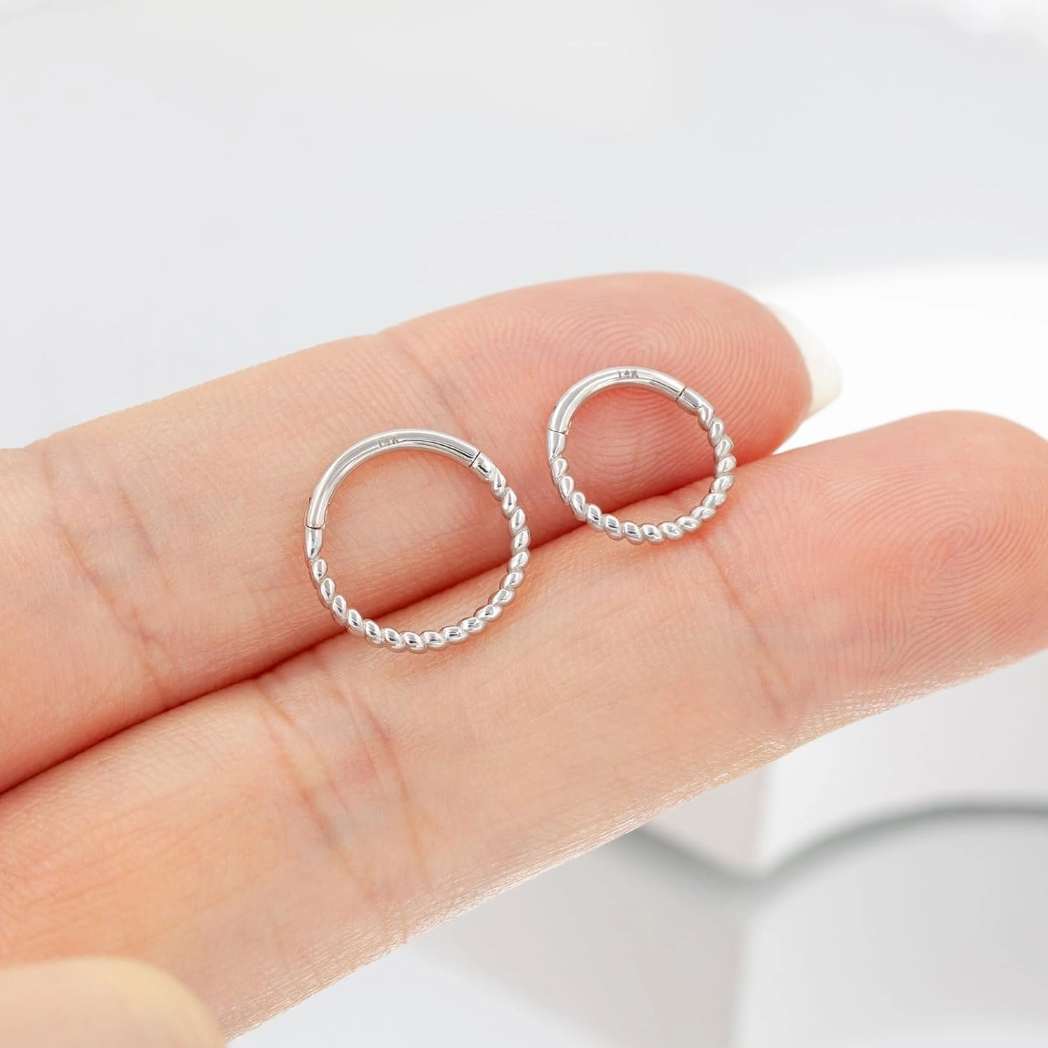 14k Gold 16G Septum Nose Rings for Women Men, 8mm/10mm Helix Daith Tragus Cartilage Hoop Earrings Piercing Jewelry