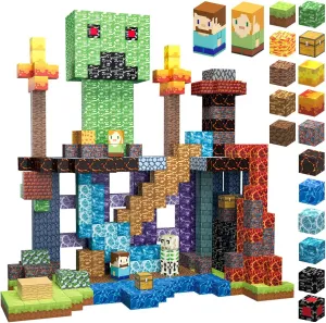 160 PCS Magnetic Blocks Building Toys, Build 3D Magnetic Building Blocks Set for Kids Ages 3 , Magnet Blocks STEM Sensory Educational Christmas Birthday Gifts Construction Toys