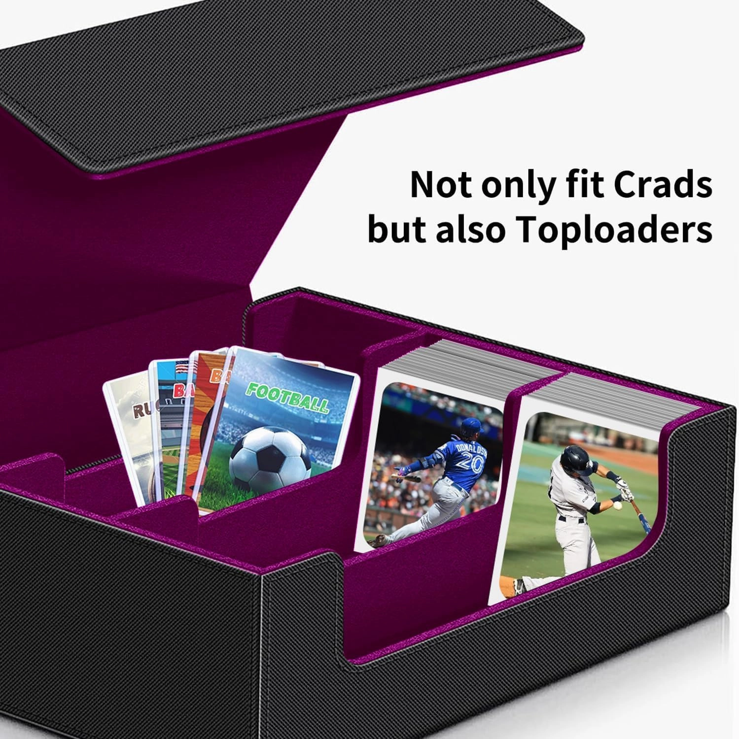 1800  Trading Card Storage Box, Magnetic Closure Toploaders Storage Box Hold 600  35PT 3"x4" Standard Toploaders, PU Leather Card Deck Boxes Fit for MTG,Sport Cards,Game Cards