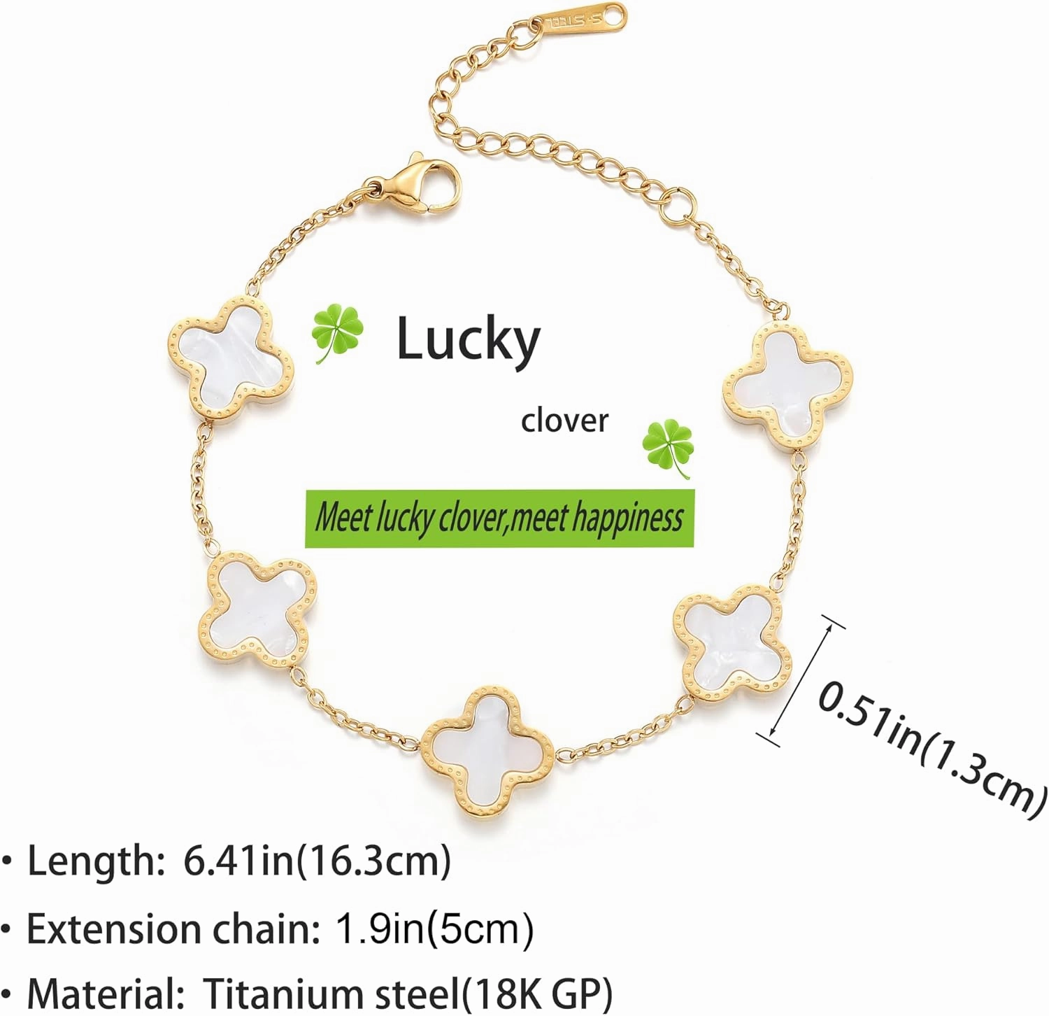 18K Gold Plated Clover Bracelet Love bangle Set for Women Stack Cute Fashion Simple Friendship Bracelet Lucky Link Bracelets Jewelry Gifts Trendy for Women