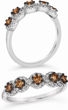 1/2 Carat White and Brown Diamond Wedding Band Ring for Women in 14k White Gold (SI1-SI2, cttw) Anniversary Promise Ring Size 4 to 10 by LeVian