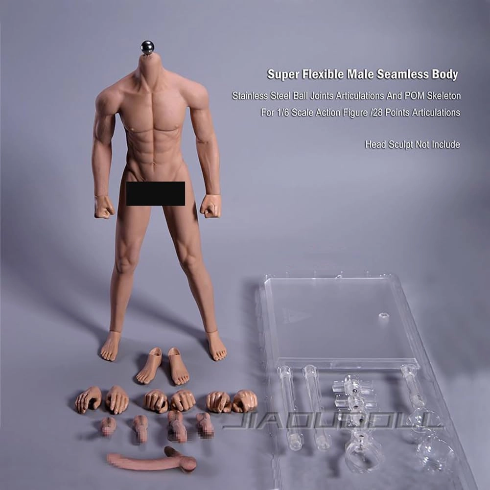 1/6 Scale Muscular Male Body 12" JIAOU Doll Suntan Skin Flexible Seamless Action Figure Doll Miniature Figure Body