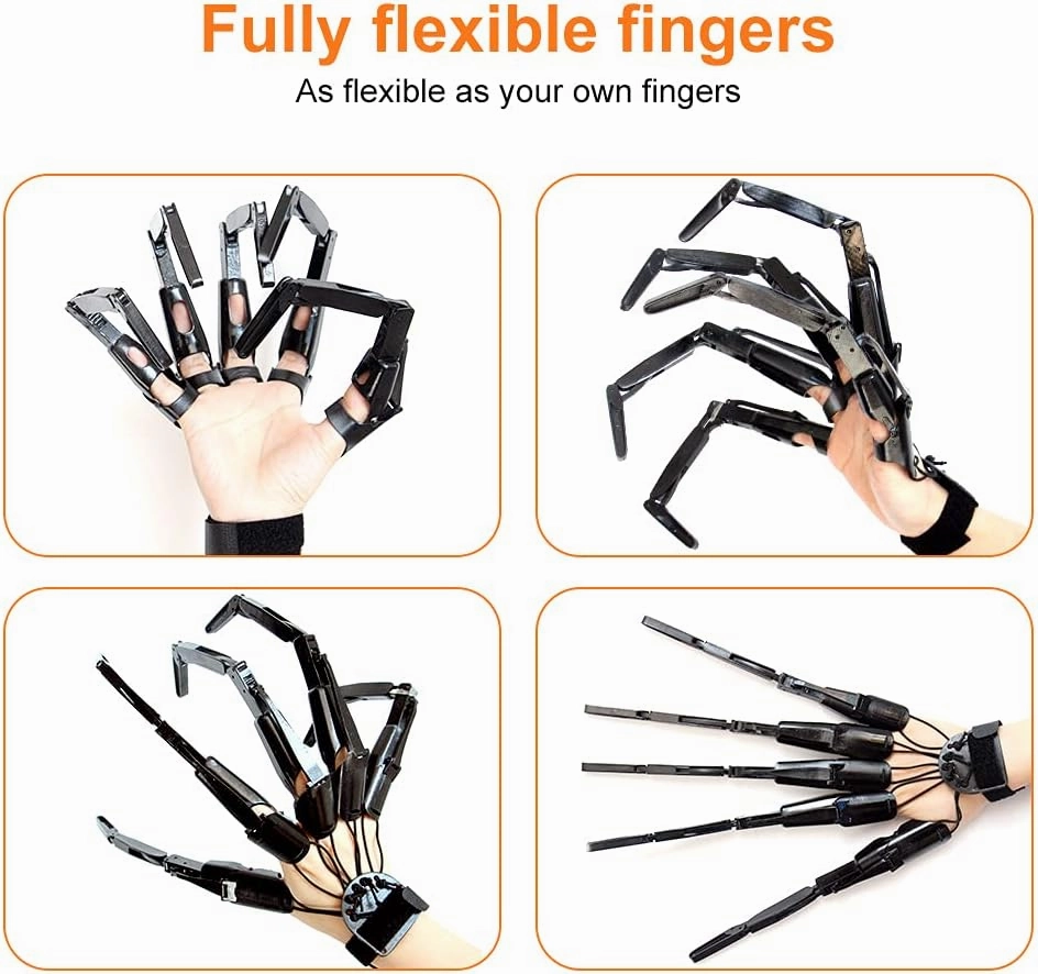 1 Pair Halloween Articulated Finger Extensions,3D Printed Flexible Finger Extensions Fits All Finger Sizes Scary Cosplay Finger Puppets Toys (Black)