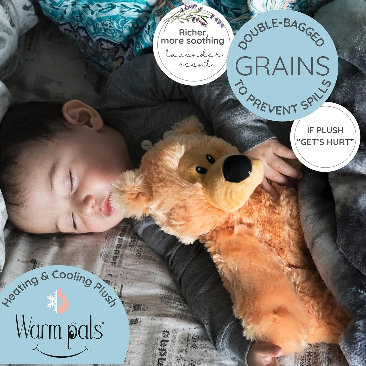 1i4 Group Warm Pals - Bear Hugs - Cozy Microwavable Lavender Scented Plush Toys - Heated Stuffed Animal - Heatable Coolable Bedtime Comfort Plushie