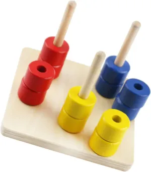 1Set Early Educational Stacking Rings for Color Recognition Game and Safe Cylindrical Ring for Cognitive Development and Fine Motor Skills