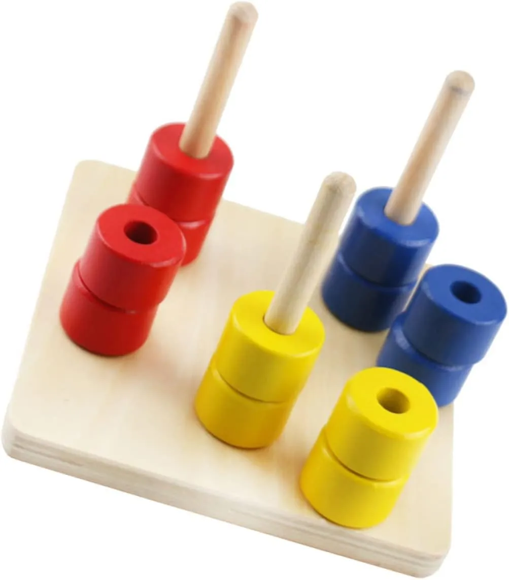 1Set Early Educational Stacking Rings for Color Recognition Game and Safe Cylindrical Ring for Cognitive Development and Fine Motor Skills
