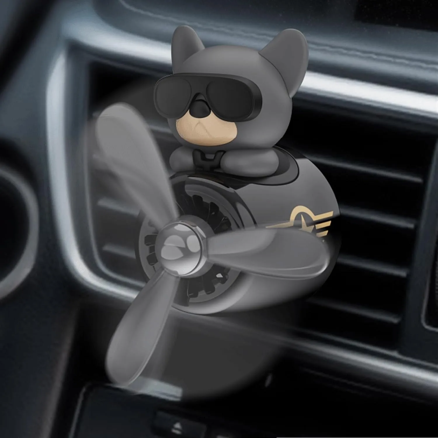 2 Pcs Pilot Car Air Freshener, Cute Duck Car Vent Clip Air Freshener Automotive Air Outlet Fan Diffuser, Automotive Interiors Vent Decoration (Dog Bear)
