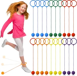 20 Ankle Skip Ball for Kids Foldable Flash Wheel Skip Ball Swingball Set Assorted Colors Outside Game Toys for Age 6 7 8 9 10  Fun Jumper and Exercise Equipment
