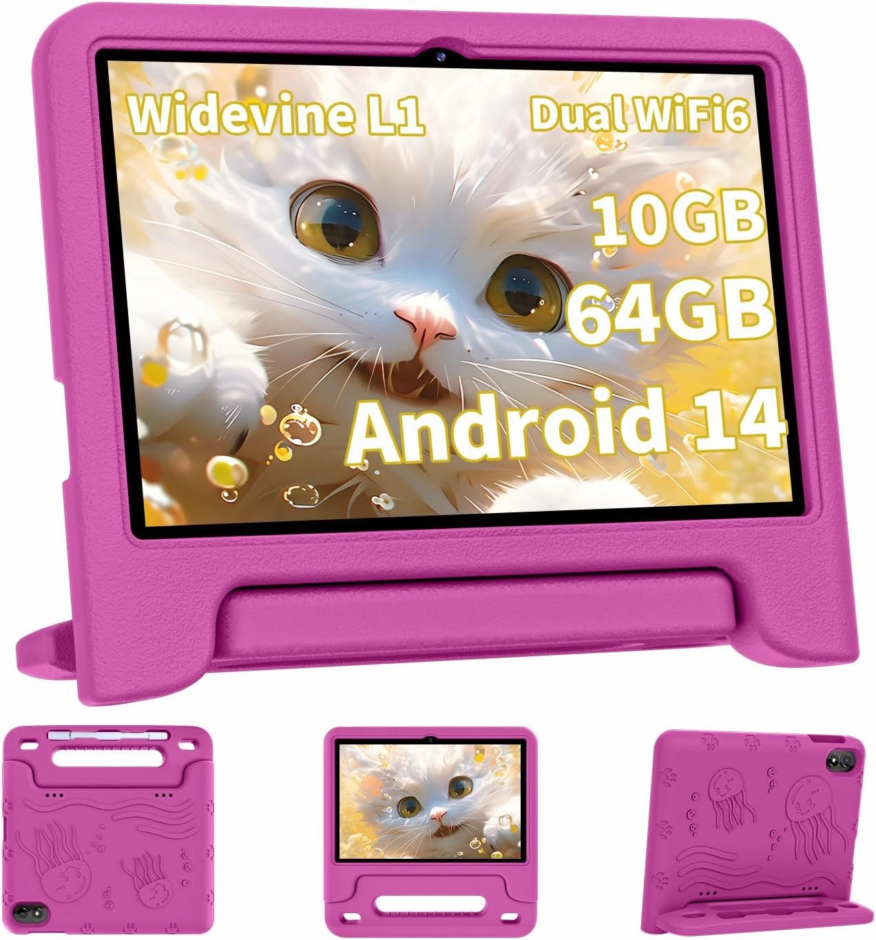 2025 Upgraded Android 14 Tablet, 10inch Kids Tablet , Octa-core CPU, 10GB 64GB 1TB Expand Tablets for Kids with Kids Space, Parental Control, 6000mAh Big Battery, HD Touchscreen Display Tableta