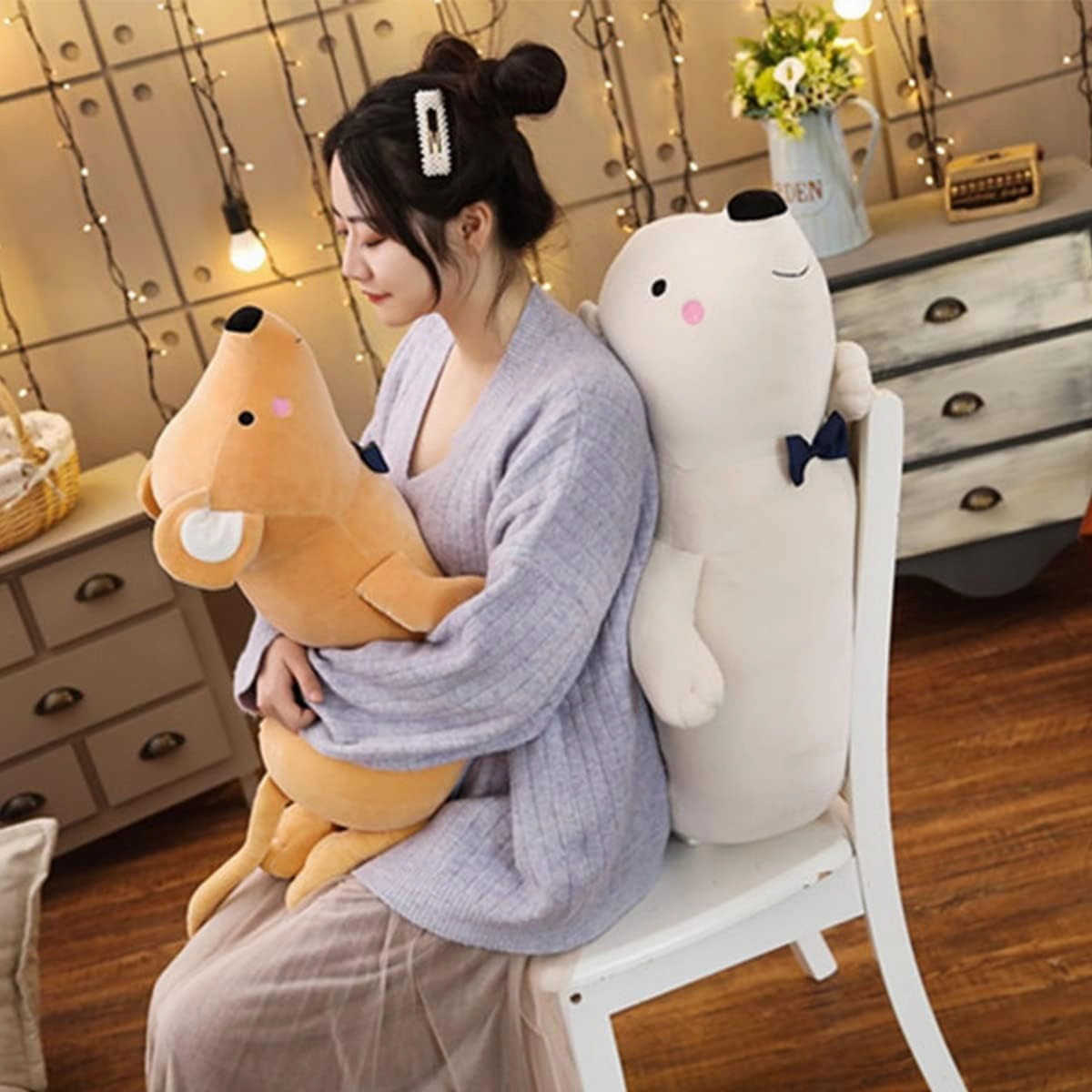 23.6 inch Soft Large Mouse Stuffed Animals Big Hugging Pillow Cute Giant Mouse Plush Toy Comfortable Cartoon Body Pillow Fluffy Surprise Squishy Plushie for Kids Girls Boys Birthday Christmas
