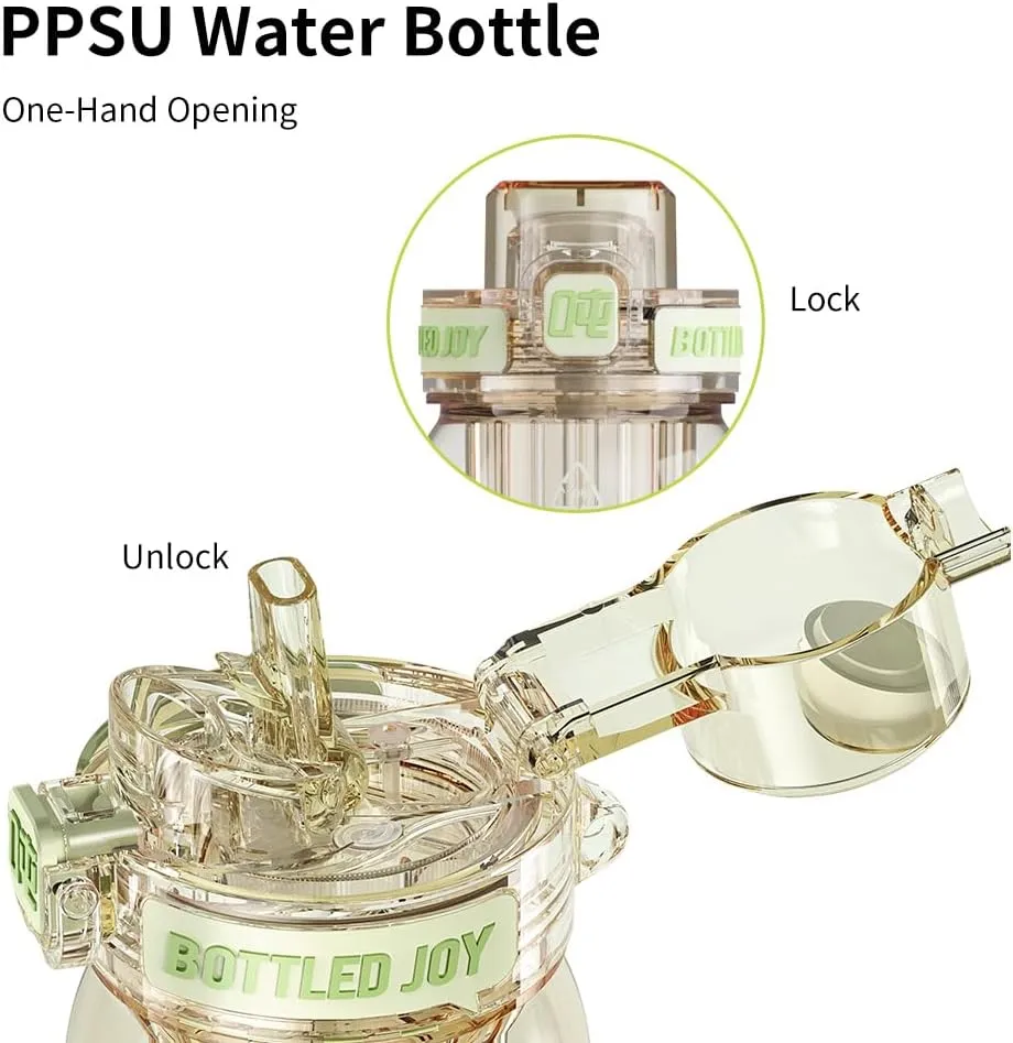 26oz PPSU Water Bottles, Double drinking mouth Bottle with Suck and Drink, BPA Free Reusable Sports Water Bottle with Straw & Strap for Hiking Travelling Running Fitness (Blue)