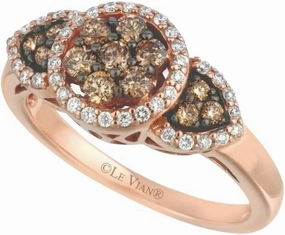 2/3 Carat Chocolate and White Diamond Statement Cluster Halo Ring for Women in 14k Rose Gold (Brown/H-I, SI1-SI2, cttw) Anniversary Promise Ring Size 7 by LeVian