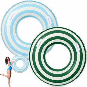 2 Pcs Large Adult Size Pool Ring Floats Swim Ring with Handles 47. 24 Inch Inflatable Swimming Pool Floats Tubes for Adults Teens for Beach Summer Lounger Party