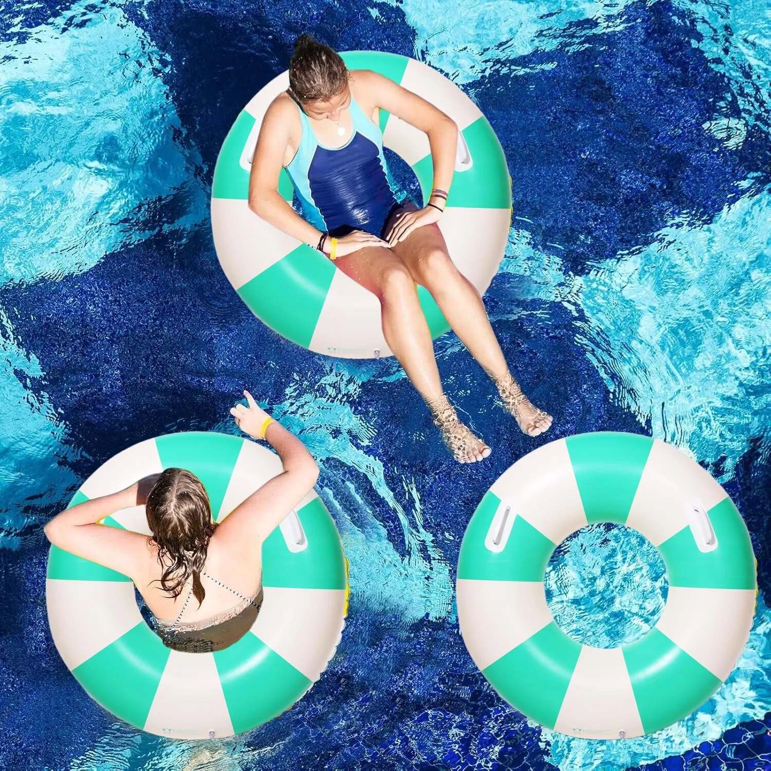 2PCS Large Swimming Pool Tubes Inflatable Pool Floats for Adult Swim Ring Floaties Inflatable Swimming Pool Raft Summer Beach Lounger Float Party Supplies
