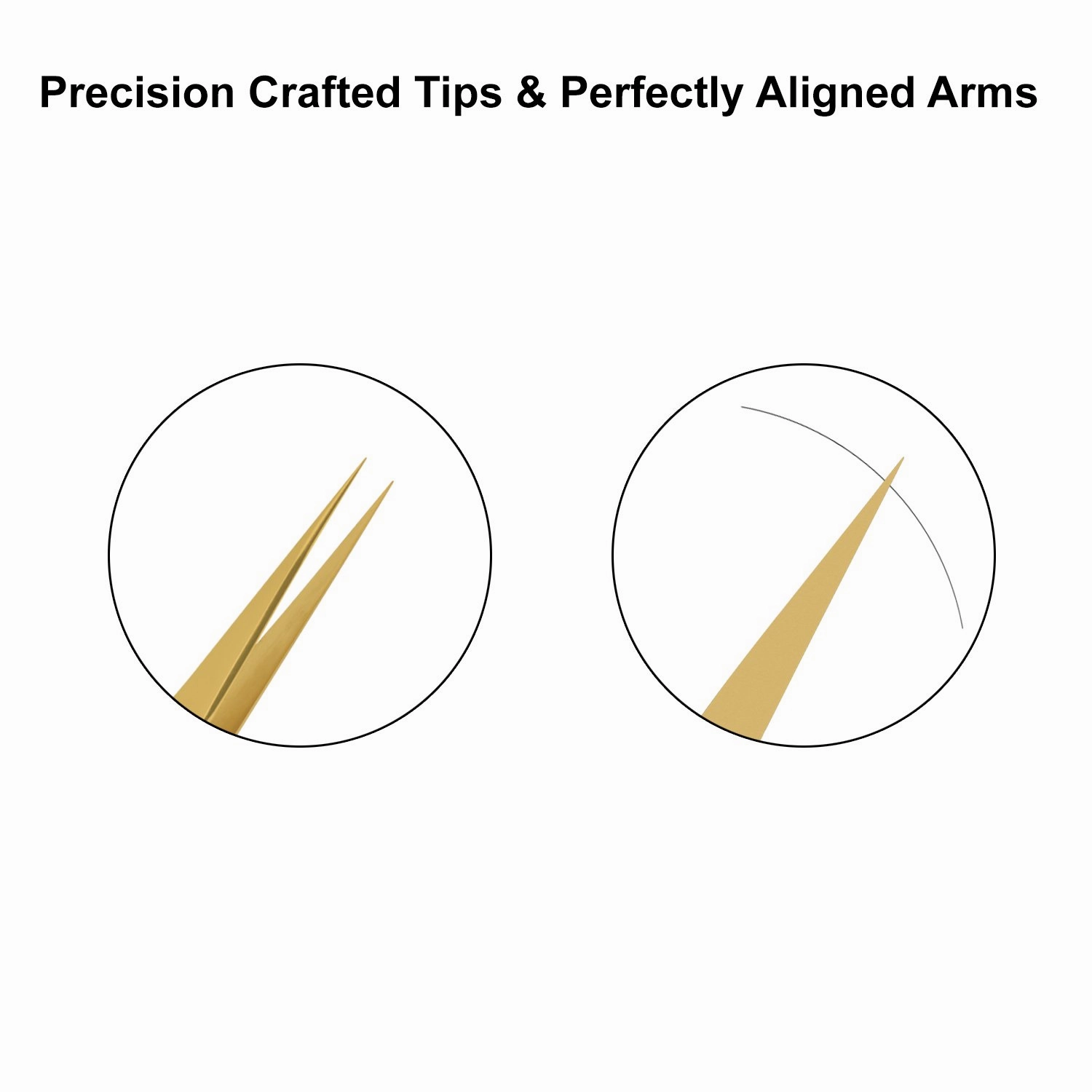 2Pcs Professional Tweezers for Eyelash Extension - Straight and Curved Pointed Tweezers - Japanese Stainless Steel Precision Tweezers set With Pouch In Golden Titanium Coating