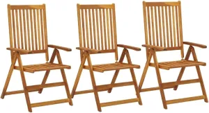 3-Piece Solid Acacia Wood Reclining Patio Chairs Set - Adjustable Outdoor Lounge Seating for Patio, Garden, Poolside and Backyard Relaxation