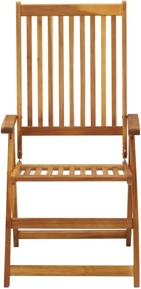 3-Piece Solid Acacia Wood Reclining Patio Chairs Set - Adjustable Outdoor Lounge Seating for Patio, Garden, Poolside and Backyard Relaxation