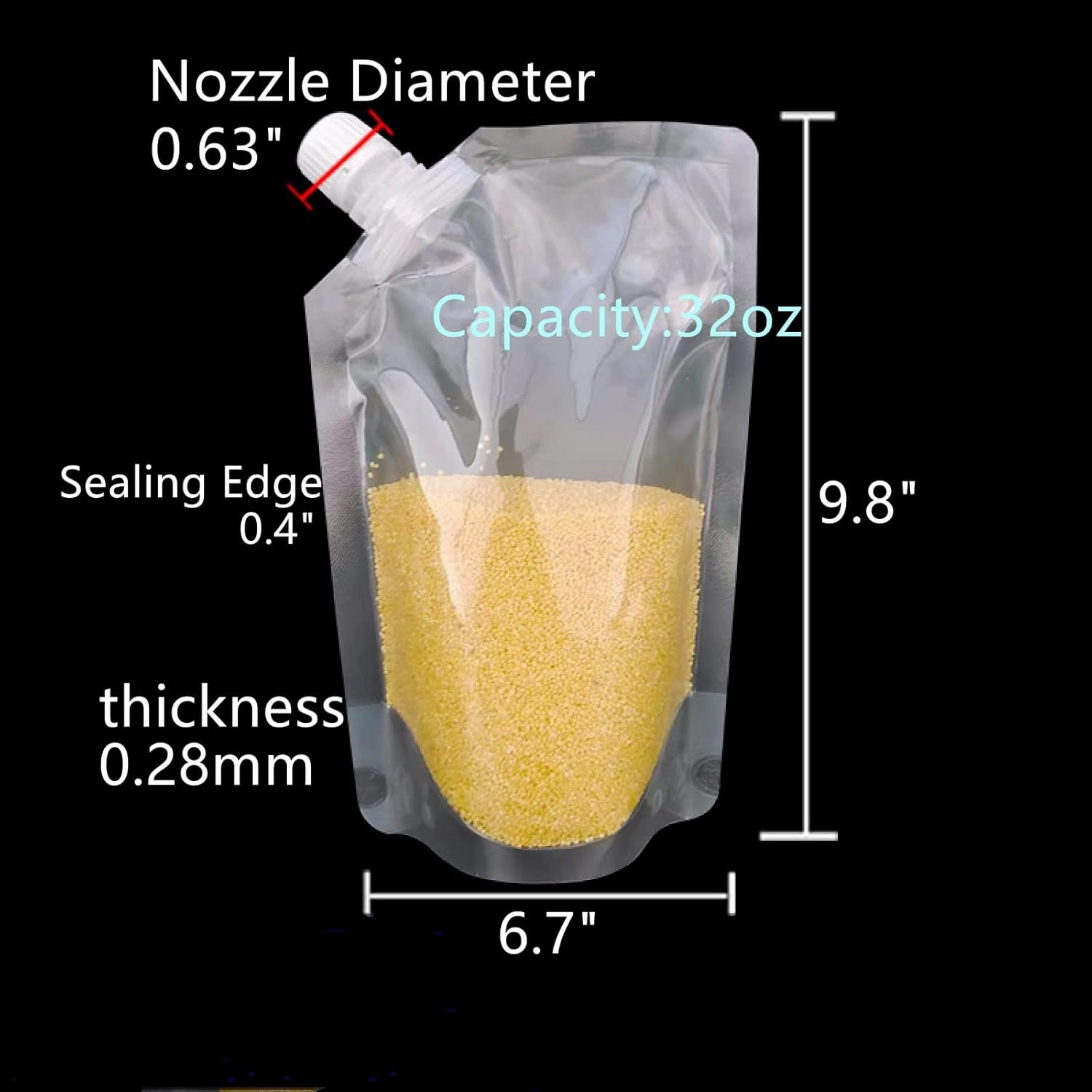 32oz Plastic Flask Collapsible Emergency Water Container Bag BPA Free Food Grade Storage Jug No-Leak Odorless Drink Juice Pouches for Outdoor Sport Camping Hiking Backpack Events (11Pack Big opening)