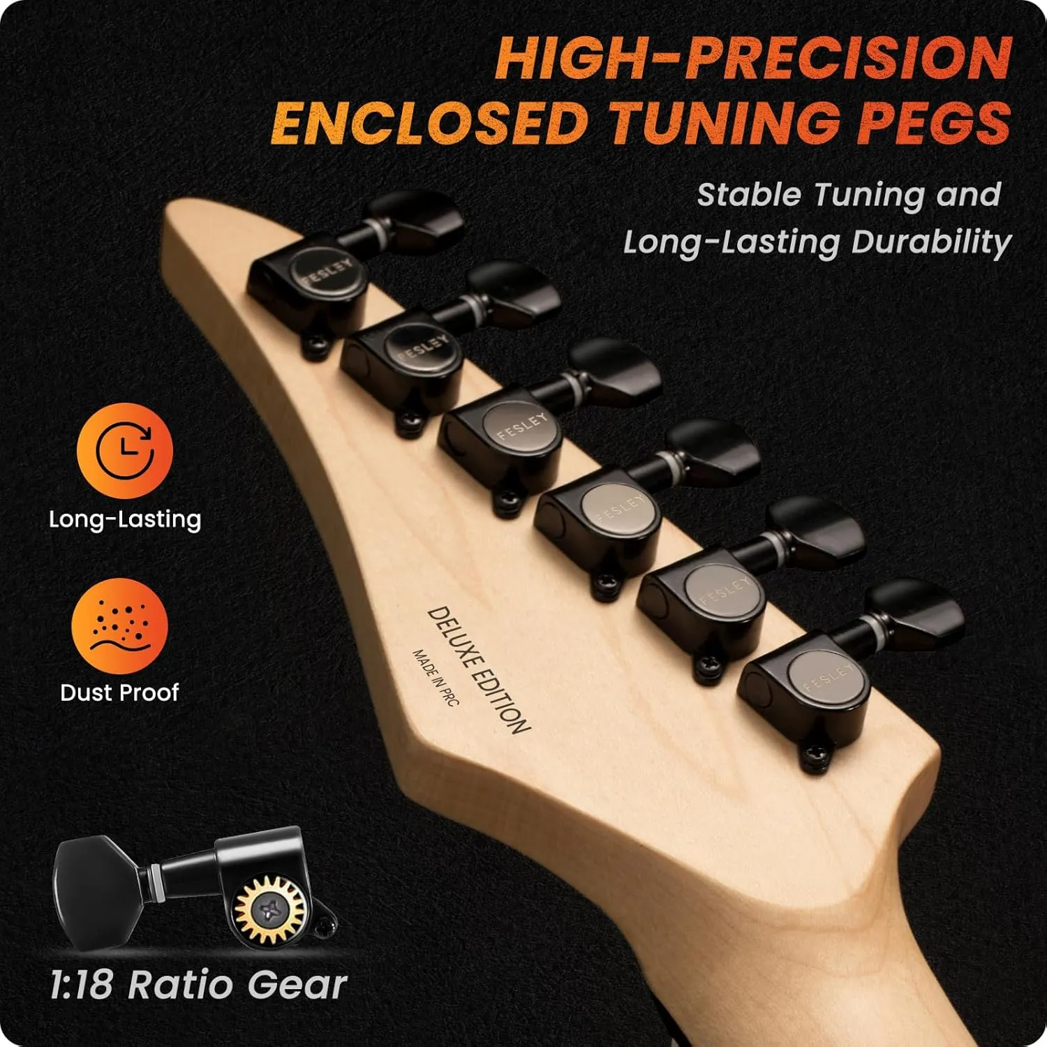 39" Solid Body Electric Guitar: Electric Guitar Kit with Bone Nut, Full Size 6 String Guitars with 24 Frets,Poplar Body AAA Flame Maple Top,Guitarra Electrica with HSS Ceramic Pickup,Sunburst