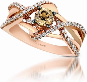 3/4 Carat White and Chocolate Diamond Split Shank Crossover Ring for Women in 14k Rose Gold (G-H/Fancy Brown, VS2-SI1, cttw) Anniversary Promise Ring Size 5.25 to 9.5 by LeVian
