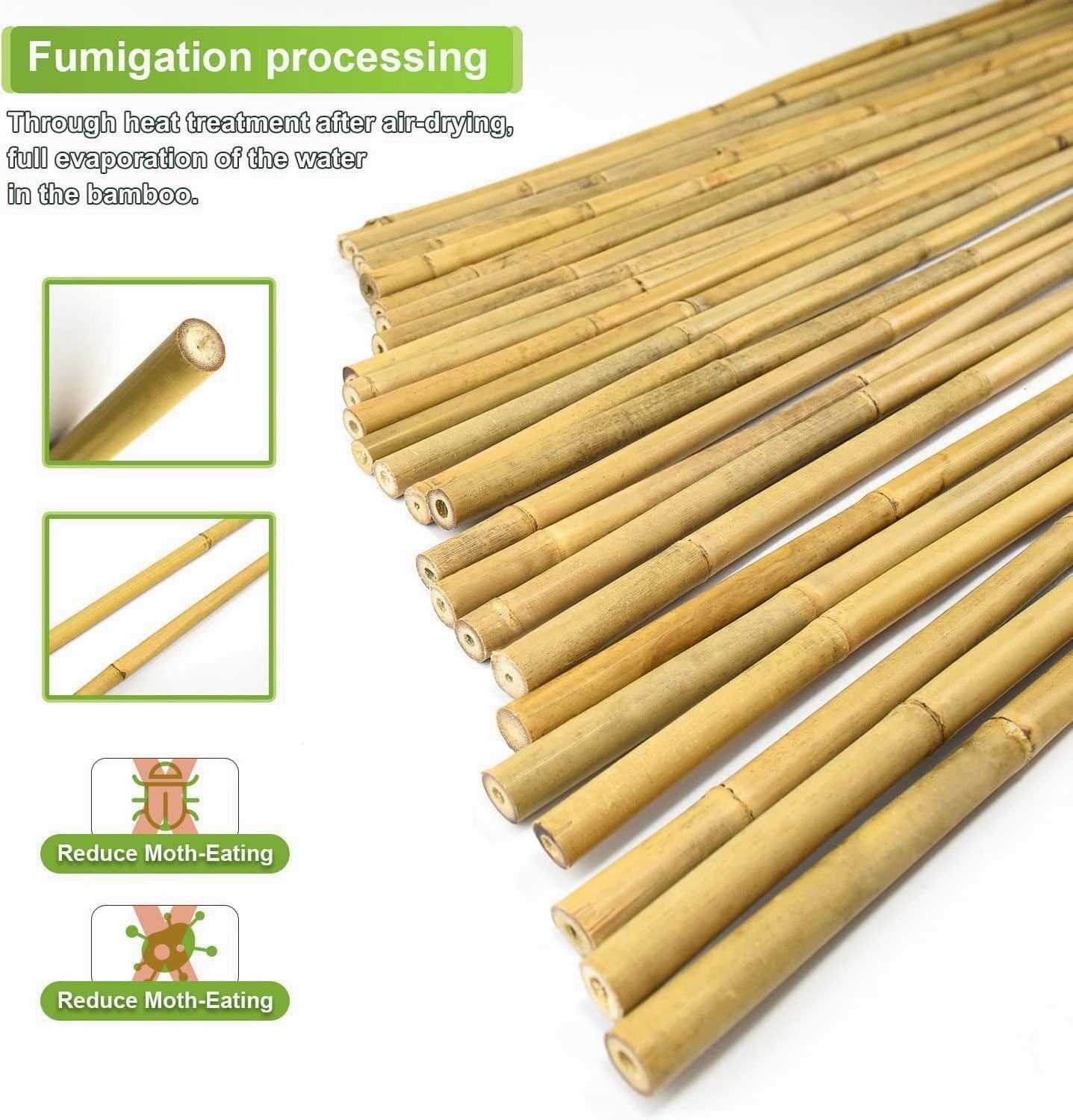 3/4" D 7 Feet Bamboo Stakes 50 Pack, Thicker Heavy-Duty Plant Stakes, Natural Garden Stakes for Bean, Tomato, Bean, Flowers,Trees Potted and Climbing Plant Support