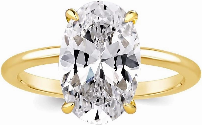 3.5 Carat Elongated Oval Cut Engagement Ring for Women Gold Plated 925 Sterling Silver Simulated Diamond Promise Ring