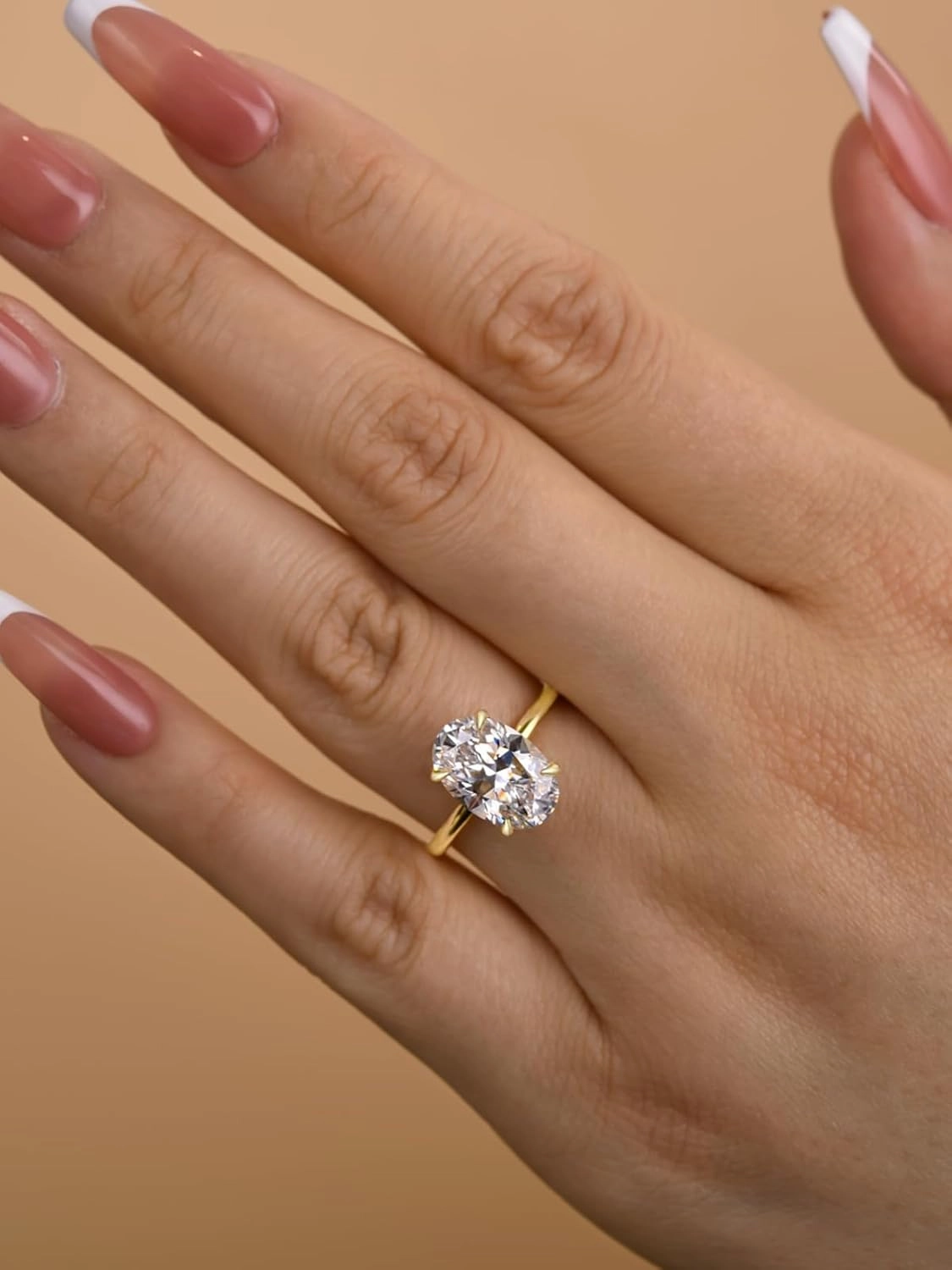 3.5 Carat Elongated Oval Cut Engagement Ring for Women Gold Plated 925 Sterling Silver Simulated Diamond Promise Ring