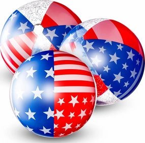 3 Pcs Patriotic Beach Ball Inflatable Pool Beach Balls Filled with Stars Confetti 16 Inch Large Beach Balls Pool Party Float Pool Balls Set Glitter Star Decorations Party Glitter Star Beach Toys