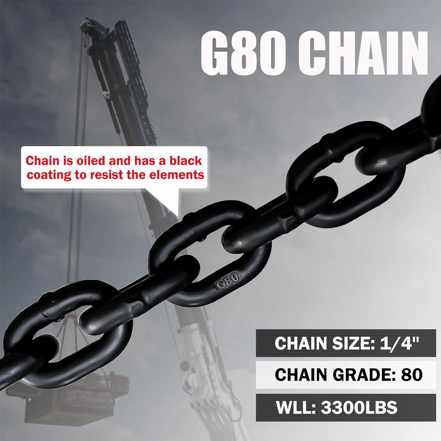 3 Ton 4 Leg Chain Sling 1/4” 5 Ft, G80 Alloy Steel 4 Way Chain Slings Quadruple Leg Slings Lifting with 4 Safety Grab Hooks Heavy Duty for Engine Hoist Lifts…