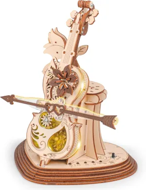 3D Wooden Music Box Puzzles for Adults/Teens Puzzle to Build 3D Puzzles Violin for Adults Model Building Kits Magic Cello Model Kit Unique Gift Home Decor