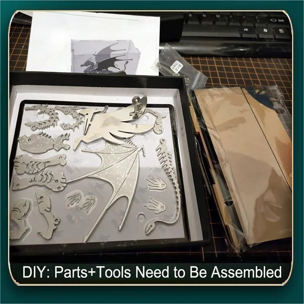 3D Metal Model Kits, Mechanical Fire Breathing Dragon 3D Metal Puzzle,Steel Warcraft Collection DIY Animal Brain Teasers Simple 3D Puzzles Home Decor Art Craft Gifts Toys for Adult