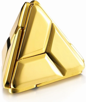 3D Triangle Metal Puzzle, Brain Teaser Puzzle for Adults Kids (Gold)