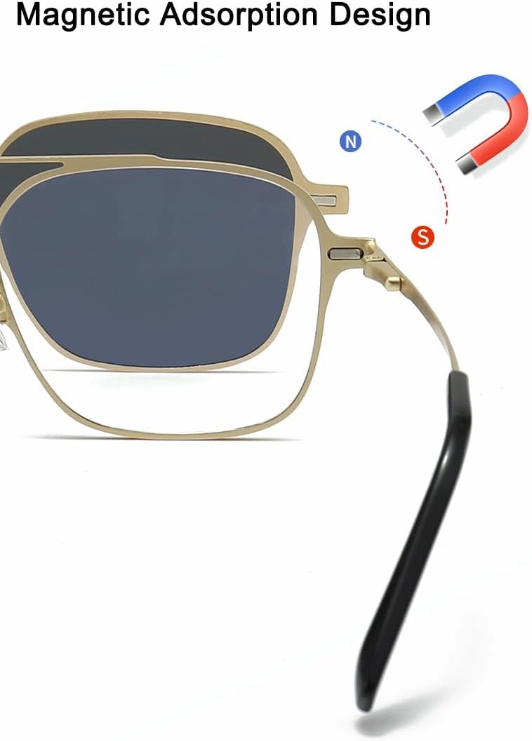3in1 Magnetic Clip On Sunglasses Polarized For Women Mens Blue Light Glassess Aviator Stylish Eyewear for Drivers